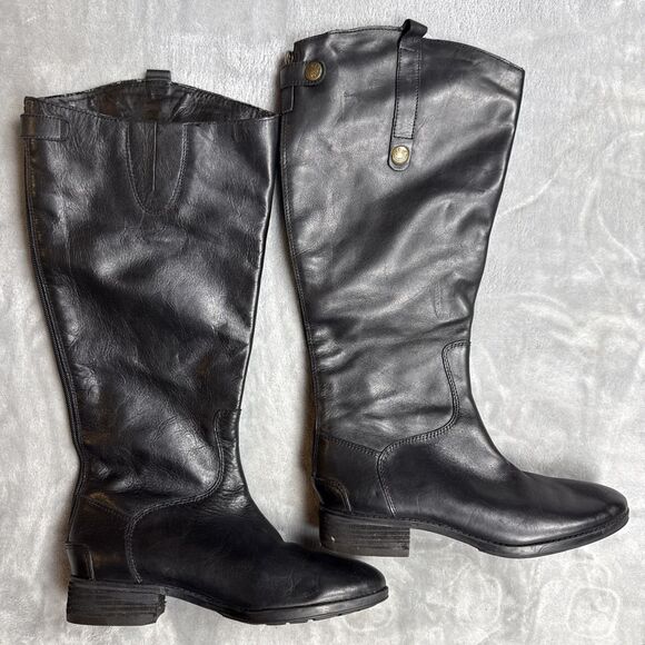 Sam Edelman Penny Women’s Size 7M Black Leather Knee High Riding Boots - Picture 1 of 10